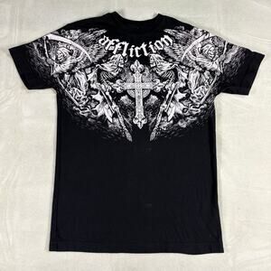 Affliction Live Fast Grim Reaper Scythe Cross Graphic T-Shirt Size S/P Preowned
